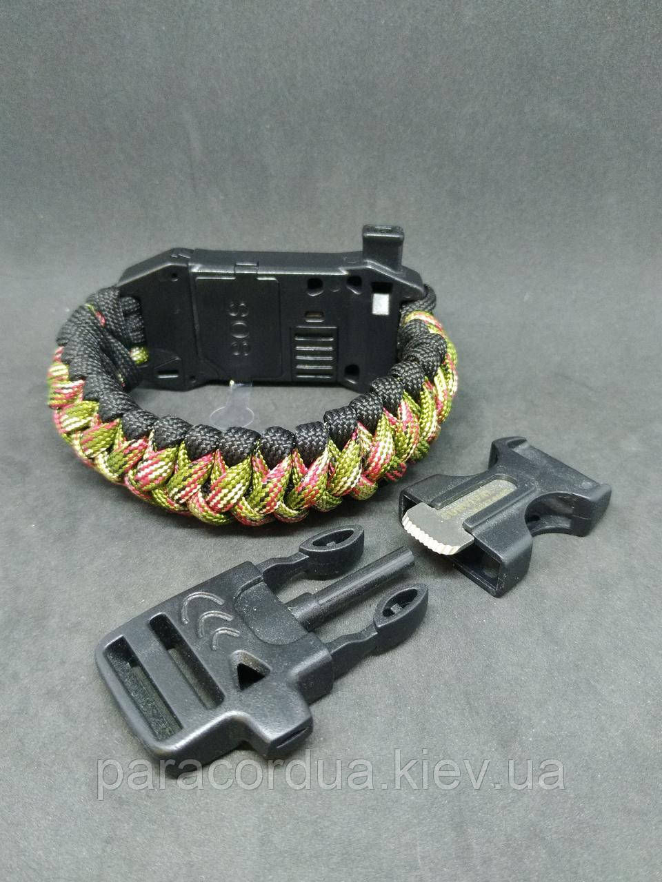 Браслет виживання з паракорда 4 в 1, Плетіння "Слизька Кобра +"