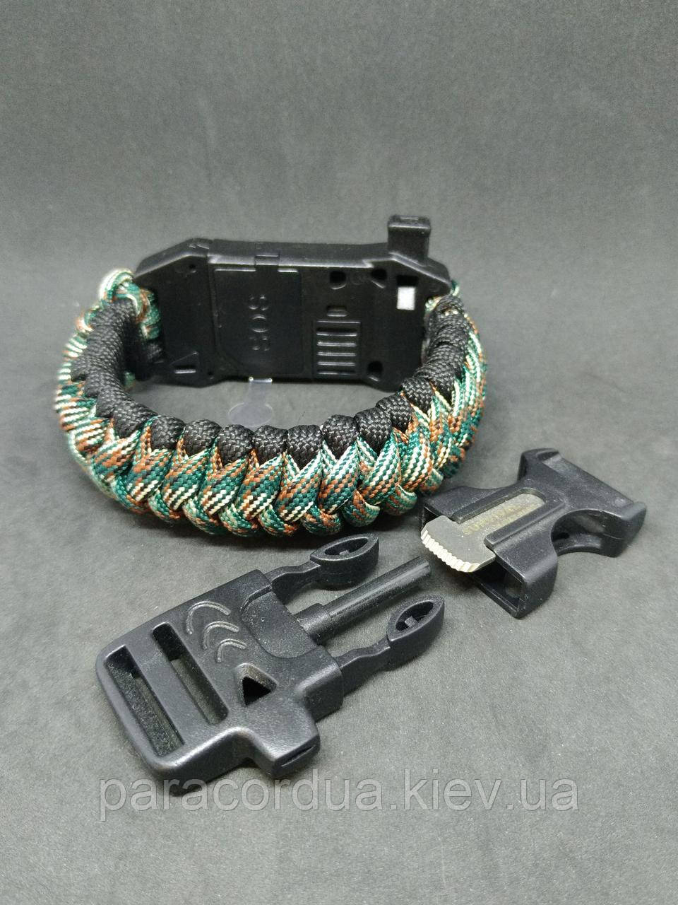 Браслет виживання з паракорда 4 в 1, Плетіння "Слизька Кобра +"