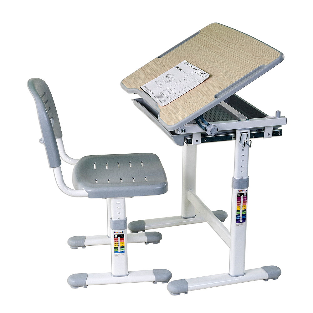 Парта і стілець-трансформери комплект FunDesk Piccolino Grey, фото 1