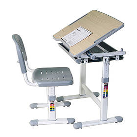 Парта і стілець-трансформери комплект FunDesk Piccolino Grey