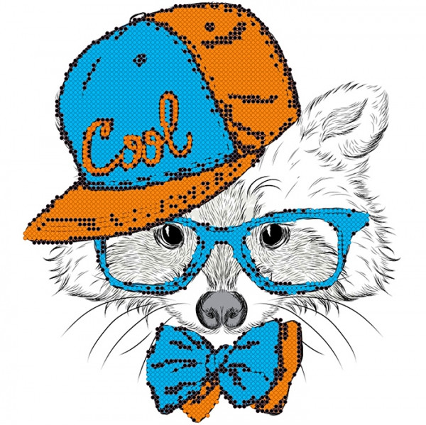 Набір для вишивання бісером POINT ART Єнот в жовто-синій кепці розмір 20х20 см арт. 1811, фото 1