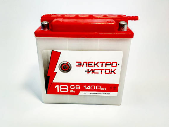 Акумулятор 6V 18Аһ 135/70/140 мм (кислотний) Электроисток, фото 1