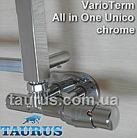 Термостатичний кран VarioTerm ALLinOne Unico chrome. Вхід-вихід на 1 стійці + маскування труб +фланець. Польща