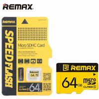 Карта памяти Remax Micro SD C10, Chip: Samsung, 64G, 0.5V, 24.6/66.8MByte/s, class10, Yellow