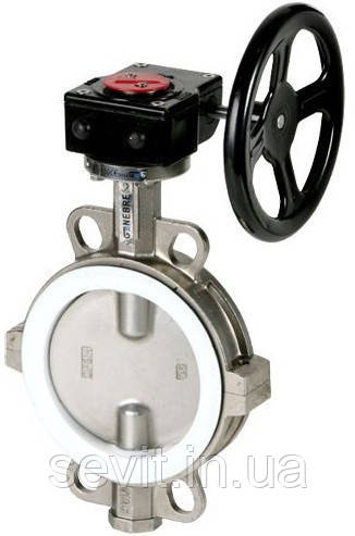 Заслінка поворотна (Баттерфляй) Genebre (Іспанія) тип 2104 16 DN200 PN10/16 (ДУ200 РУ10/16) з редуктором , фото 1