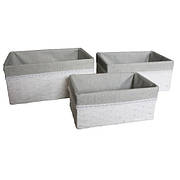 Кошик, набір 3 шт., білий, сірий тканинний вкладиш, OR-1098