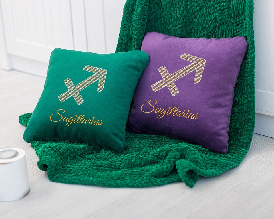 Подушка подарункова гороскоп «Стрілець» флок, фото 1