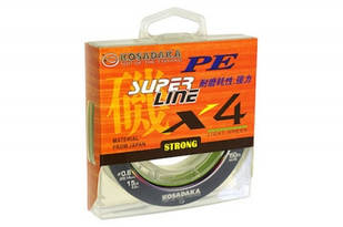 Шнур Kosadaka PE Super Line X4 150 м Fluo Green діаметр в асортименті