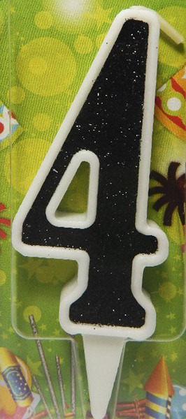 Свеча цифра в торт черная- 4