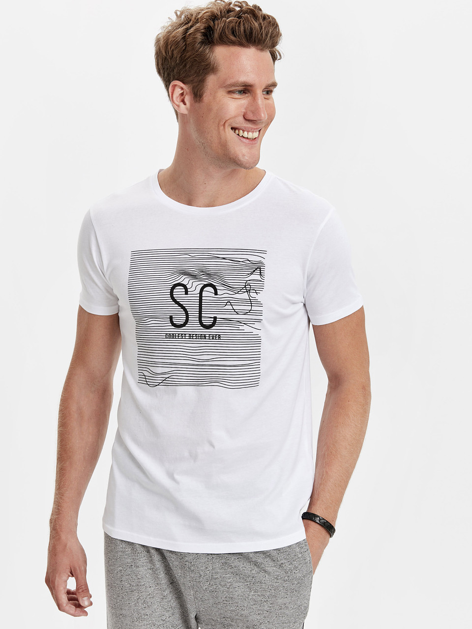 Біла чоловіча футболка Lc Waikiki/Лс Вайки з написом SC Coolest design ever