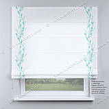 Римська фото штора біла з кантом бірюзовим. Безкоштовна доставка., фото 2