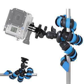 Гнучкий штатив (трипод) Alitek Восьминіг для телефона, GoPro, камери, Black-blue, фото 2