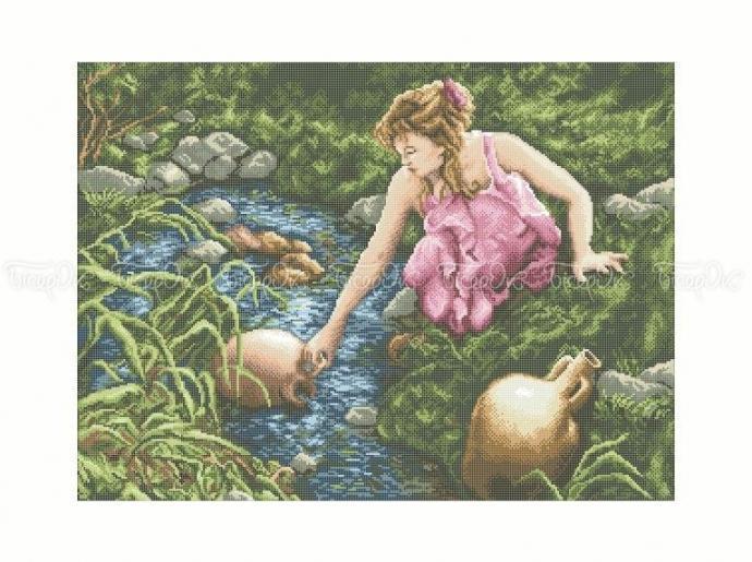 Схема для вишивки бісером ЧВ-8068 (10). ДЕВУШКА З КУВШИНОМ, фото 1