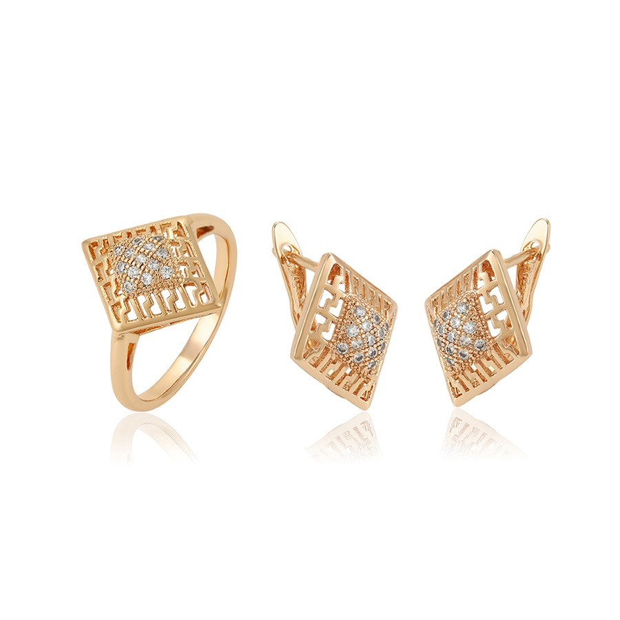 Набір сережки + кільце 18 р. ХР Gold filled 18k