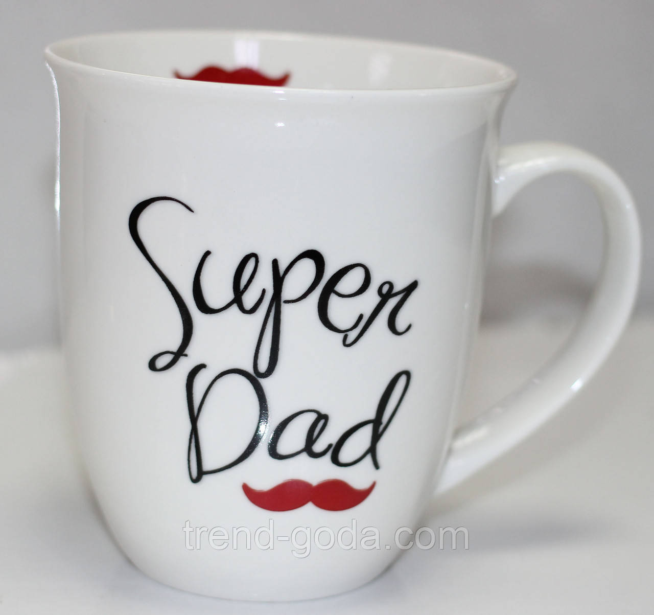 Кухоль керамічний білий із написом, Супер Папа 500 мл, фото 1