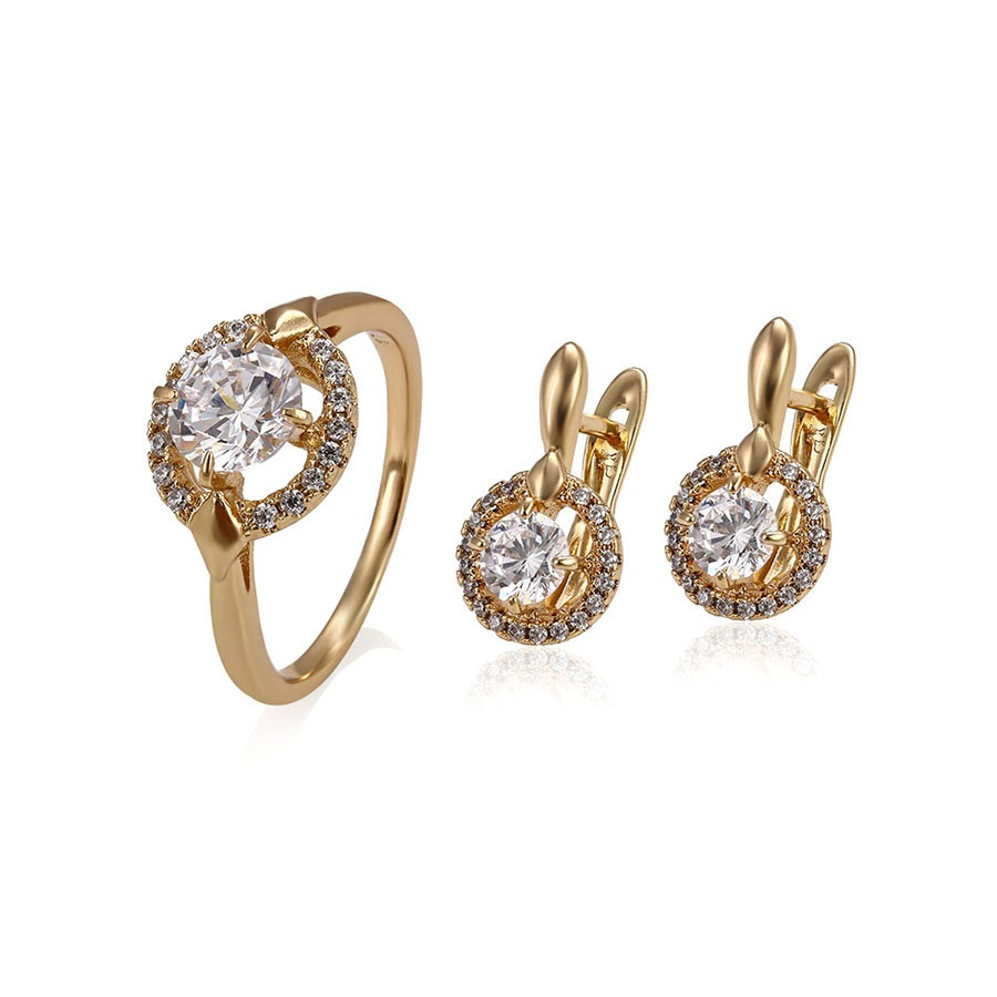 Набір сережки + кільце 18 р. ХР Gold filled 18k