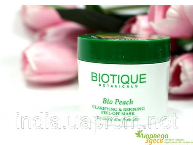 Маска-плівка для обличчя Біотік Біо Персик для жирної та проблемної шкіри, Biotique Bio Peach
