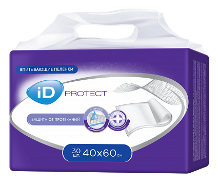 Гігієнічні пелюшки iD Protect Plus 40х60 см, 30 шт.