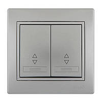 Вимикач прохідний подвійний LEZARD MIRA сірий металік, 701-1010-106