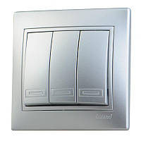 Вимикач потрійний LEZARD MIRA сірий металік, 701-1010-109