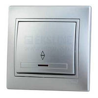 Вимикач прохідний із підсвіткою LEZARD MIRA сірий металік, 701-1010-114