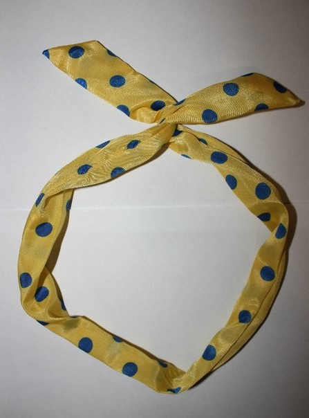 Пов'язка для волосся "Солоха", горох, жовта, фото 1
