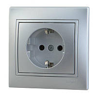 Розетка із заземленням LEZARD MIRA сірий металік, 701-1010-122