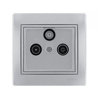 Розетка ТВ-Радіо-Спутник прохідна LEZARD MIRA сірий металік, 701-1010-134