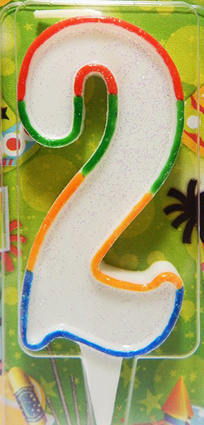 Свічка цифра в торт райдужна (кольорова)- 2