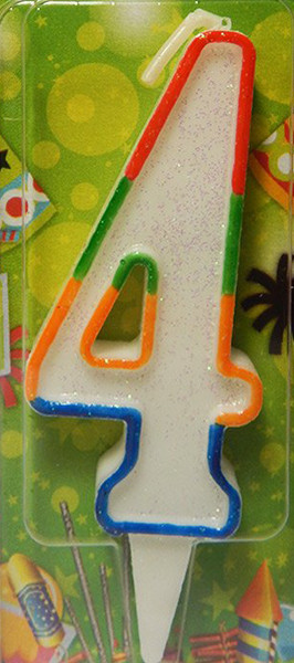 Свічка цифра в торт райдужна (кольорова)- 4