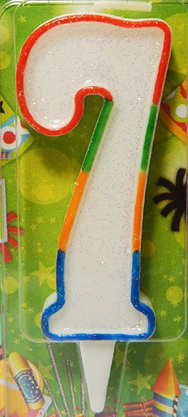 Свічка цифра в торт райдужна (кольорова)- 7