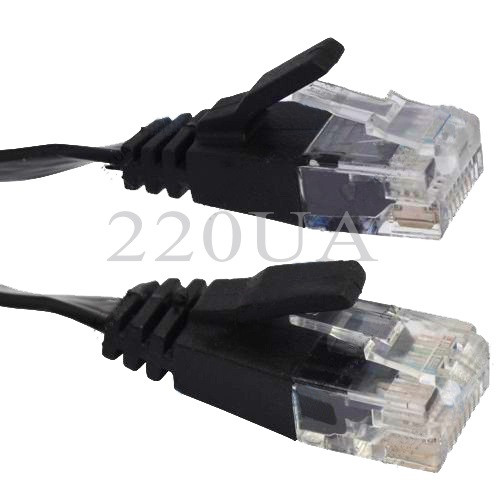 Патч корд RJ-45 CAT-6 чорний, плоский 32AWG*4P*(BCu), 15м