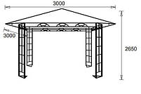 Тканинний павільйон (шатро) 3х3м білий (сталевий каркас + вологовідштовхувальний), фото 3