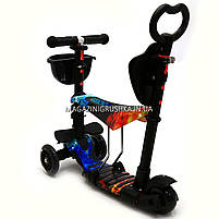 Самокат-беговел Дитячий транспорт 21500 з батьківською ручкою 5в1, фото 3