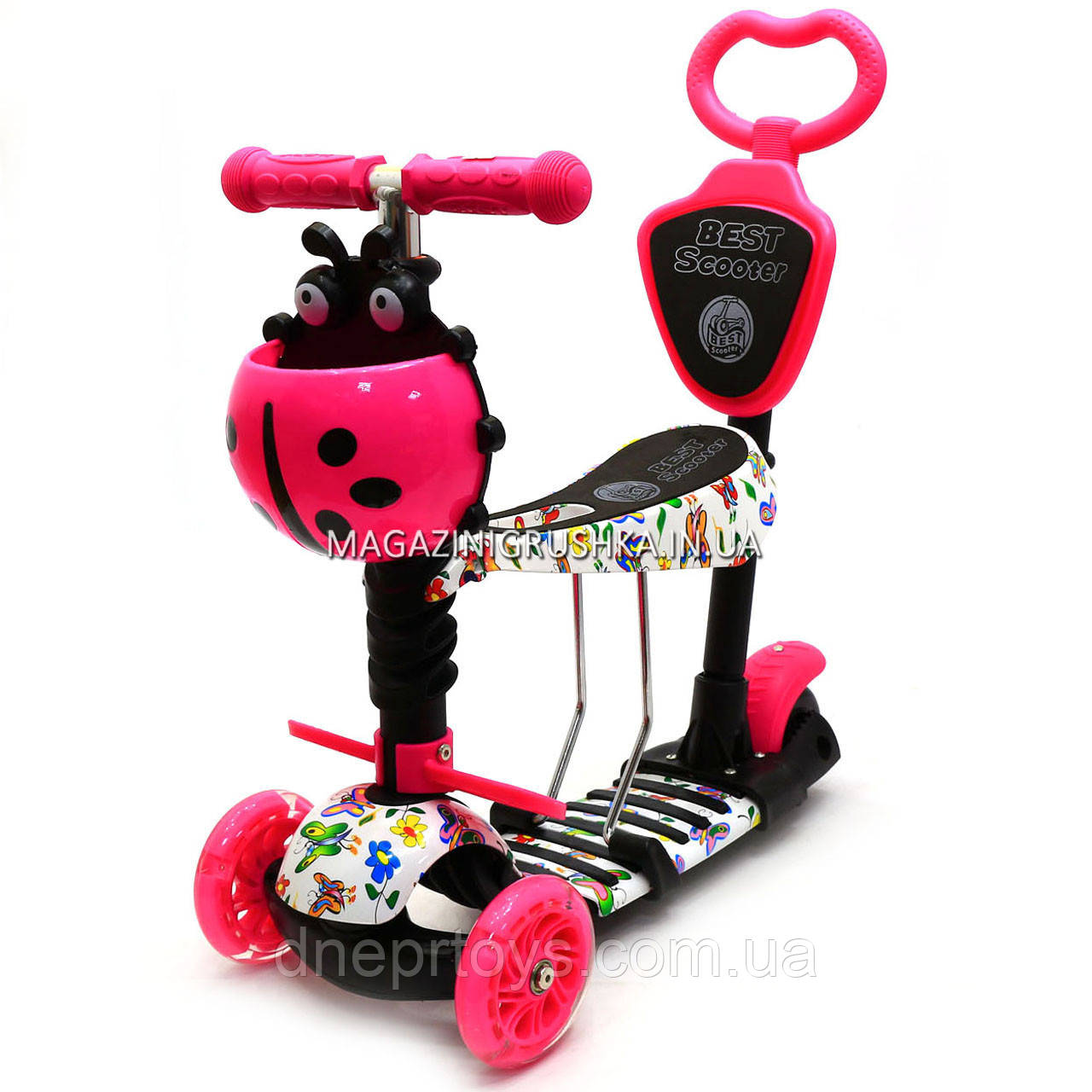 Самокат-беговел Дитячий транспорт 58420 з батьківською ручкою 5в1, фото 1