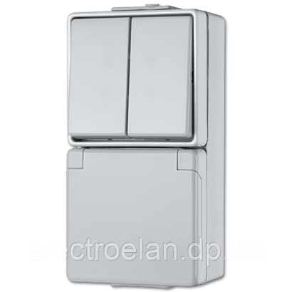 SCHUKO®-розетка 16 A / 250 B ~ з двухклавишным вимикачем 10 A / 250 B ~ 675W