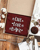 Фартух для приготування їжі кухонний "Live. Love. Bake" бордовий