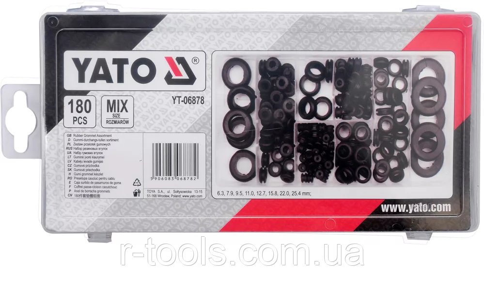 Набір гумових прокладок 6.3 мм — 25.4 мм Yato YT-06878