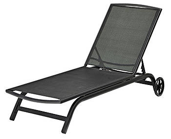 Шезлонг алюмінієвий лежак з коліщатками 200 см чорний ,hotdeal