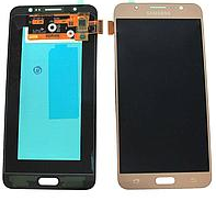 Дисплей (екран) для Samsung J700H Galaxy J7 (2015) + тачскрін, золотистий, OLED, хорошої якості