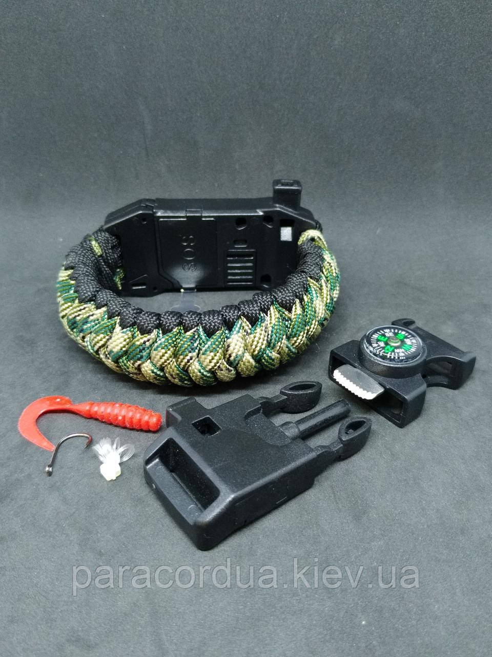 Браслет виживання з паракорда "Рибалка" 5 в 1, "Слизька Кобра +"