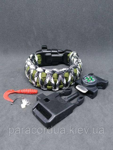 Браслет виживання з паракорда "Рибалка" 5 в 1, "Подвійна кобра"