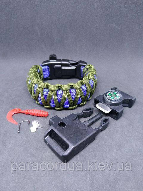 Браслет виживання з паракорда "Рибалка" 5 в 1, "Подвійна кобра"