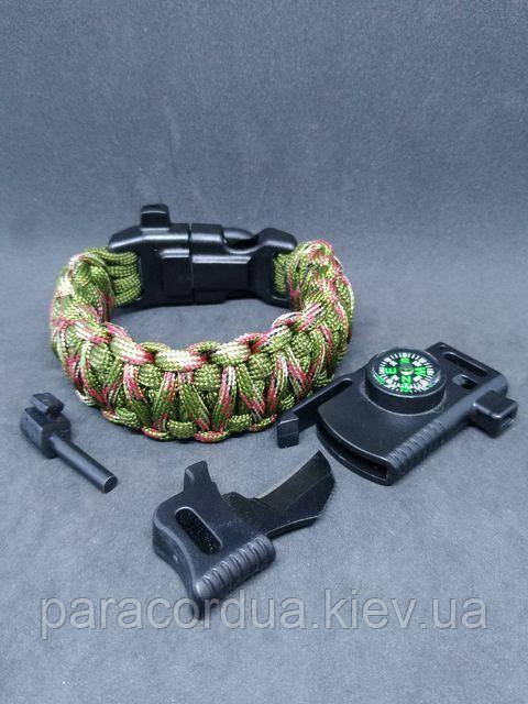 Браслет виживання з паракорда 5 в 1 з ножиком, "Подвійна кобра"