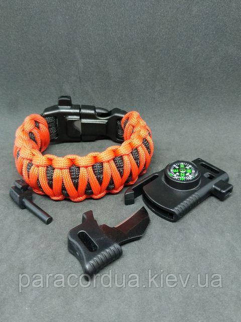 Браслет виживання з паракорда 5 в 1 з ножиком, "Подвійна кобра"