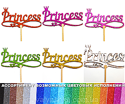 1 шт Колір на Вибір Топер PRINCESS Принцесі Глітером Блискучий Топпери для Торта Топер Дерев'яний Букета Квітів