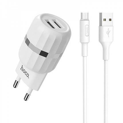 СЗУ Hoco C41A Charger + Cable (Micro) 2.4A 2USB, фото 1
