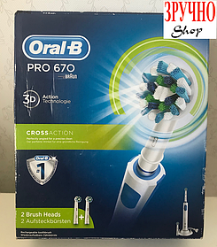 Електрична зубна щітка Oral-B PRO 670 з 2 насадками та підставкою