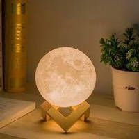 Нічник світильник настільний декоративний з регулюванням яскравості 3D Місяць куля 15 см 5 кольорів підсвічування