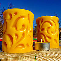 Воскова свічка "Урочиста циліндрична" з натурального бджолиного воску